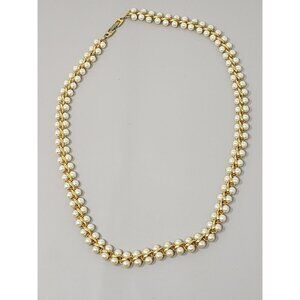 Vintage Napier Gold Tone Necklace With Faux Pearls Costume‎ Jewelry
